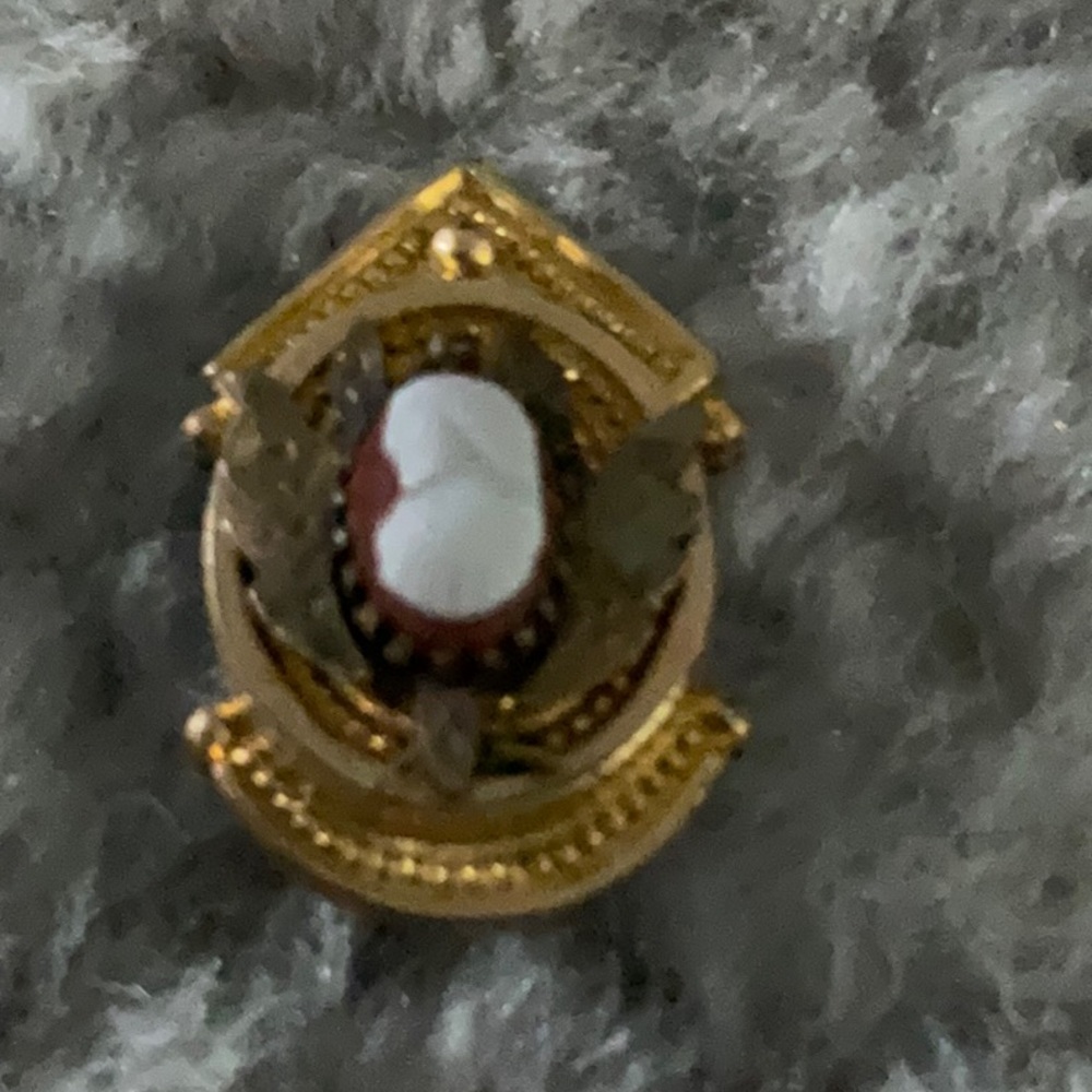 Antique Gold and Red Cameo Brooch - Picture 2 of 4